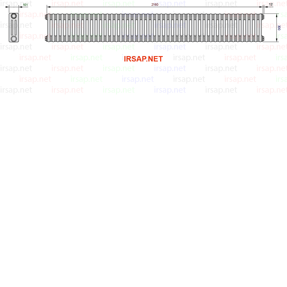 чертеж радиатора Irsap Tesi 30300-4830300-48-23-01